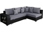 Canapé d'angle convertible "Gregory" - 268 x 99/178 x 85 cm - 4 Places - Gris/Noir - Angle droit