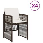 vidaXL Chaises de jardin avec coussins lot de 4 marron résine tressée