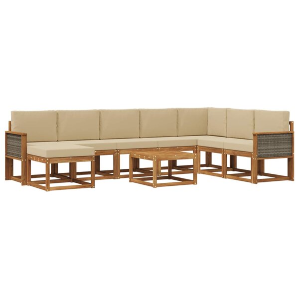 vidaXL Ensemble de canapés d'extérieur 9 pc Naturel et Beige