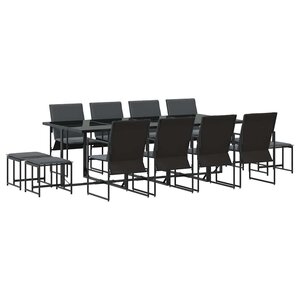 vidaXL Ensemble de salle à manger pour jardin 13 Pièces Noir Acier