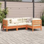 vidaXL Salon de jardin 4 Pièces avec coussins cire marron bois pin massif