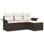 vidaXL Ensemble de canapé de jardin 4 Pièces Marron Poly rotin