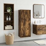 vidaXL Meuble de lavabo mural Chêne fumé 35 x 20 x 81 cm