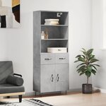 vidaXL Buffet haut Gris béton 69 5x34x180 cm Bois d'ingénierie