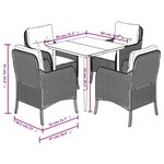 vidaXL Ensemble à manger de jardin 5 Pièces et coussins marron poly rotin