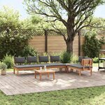 vidaXL Ensemble de banc de jardin avec coussin 5 Pièces Brun  Gris