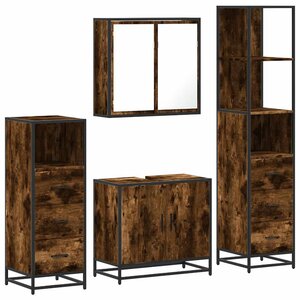 vidaXL Ensemble meubles salle de bain 4 Pièces chêne fumé bois ingénierie