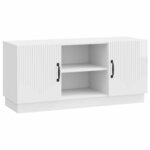 vidaXL Meuble TV 102 x 34 5 x 47 cm Blanc brillant Bois d'ingénierie