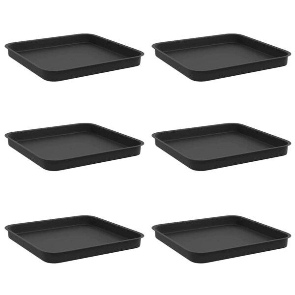 vidaXL Plateau carré à fleurs 6 pc Noir 21 x 21 x 2 cm Plastique
