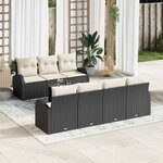 vidaXL Ensemble de canapé de jardin 8 Pièces Noir Poly rotin