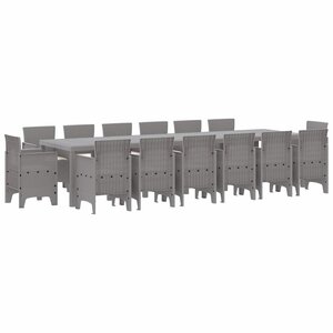 vidaXL Ensemble de salle à manger pour jardin 15 Pièces Gris clair
