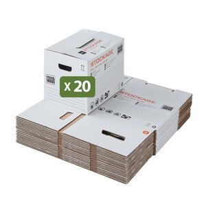 Pack and Move - Lot 20 cartons stockage - 40 x 30 x 30 cm - Poignées renforcées - 1 marqueur offert