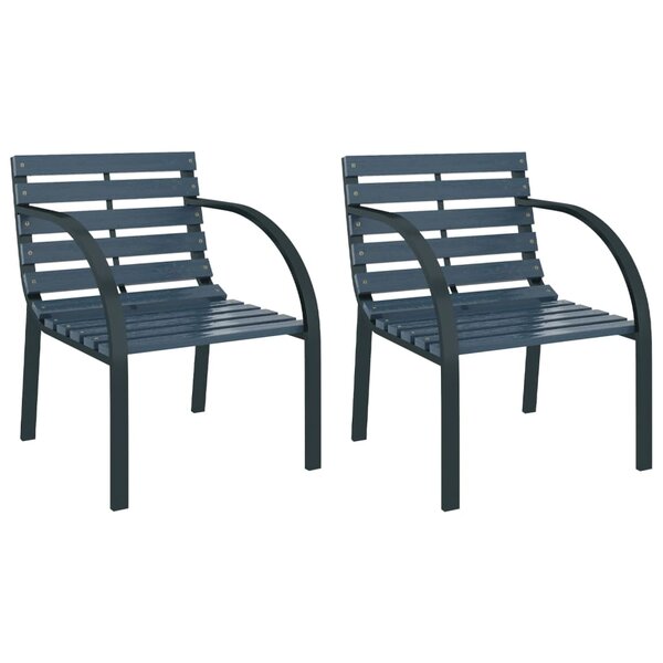 vidaXL Chaises de jardin lot de 2 Gris Bois