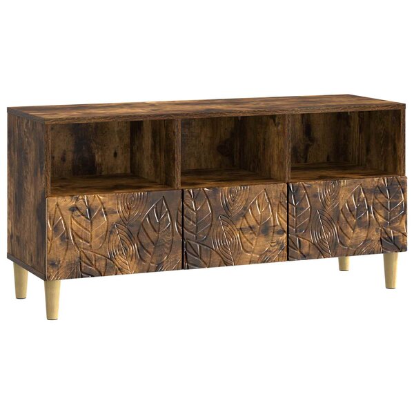 vidaXL Meuble TV 102 x 34 5 x 50 cm Chêne fumé Bois d'ingénierie