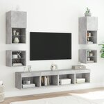 vidaXL Meubles TV muraux et lumières LED 2Pièces gris béton 30x28 5x30 cm