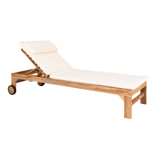 Chaise longue en teck ANDORRA avec coussin