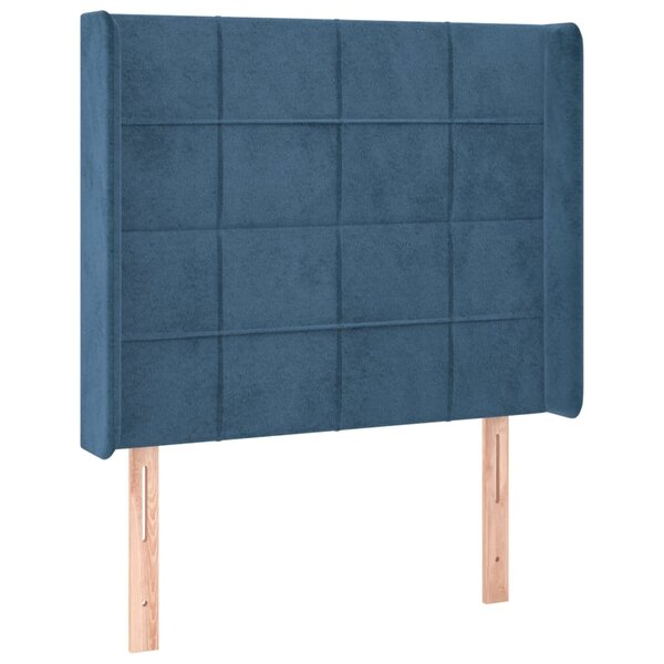 vidaXL Tête de lit avec oreilles Bleu foncé 93x16x118/128 cm Velours