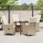 vidaXL Ensemble de jardin 5 pièces avec coussins beige en poly rotin