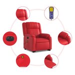 vidaXL Fauteuil inclinable de massage électrique rouge similicuir