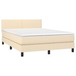vidaXL Sommier à lattes de lit avec matelas LED Crème 140x200 cm Tissu