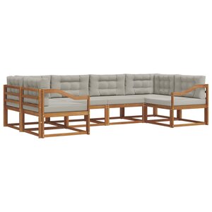 vidaXL Ensemble de canapés d'extérieur 6 Pièces Gris Naturel et Clair