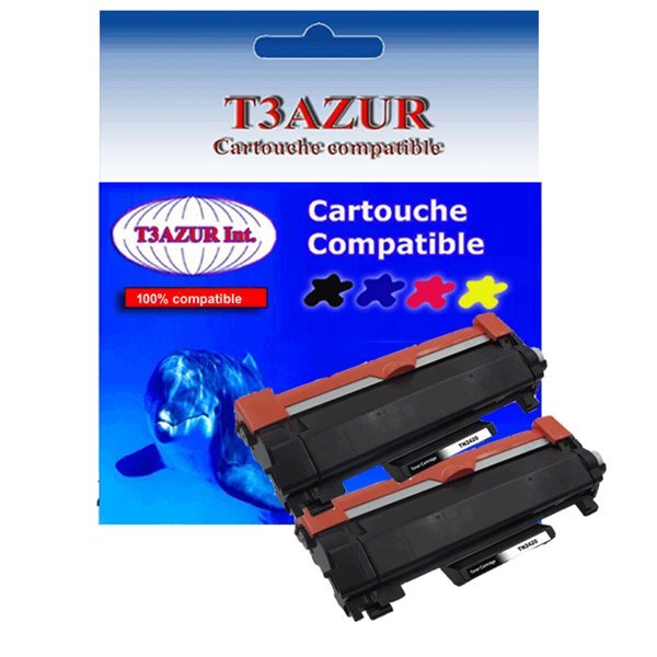 2 Toners compatibles avec Brother TN2420 pour Brother DCP-L2530DW, DCP-L2537DW, TN2420 - 3 000 pages - T3AZUR