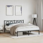 vidaXL Cadre de lit métal sans matelas avec tête de lit noir 150x200cm