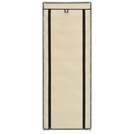 vidaXL Armoire à chaussures avec housse Crème 57x29x162 cm Tissu