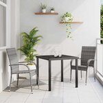 vidaXL Ensemble de salle à manger pour jardin 3 Pièces Gris Poly rotin