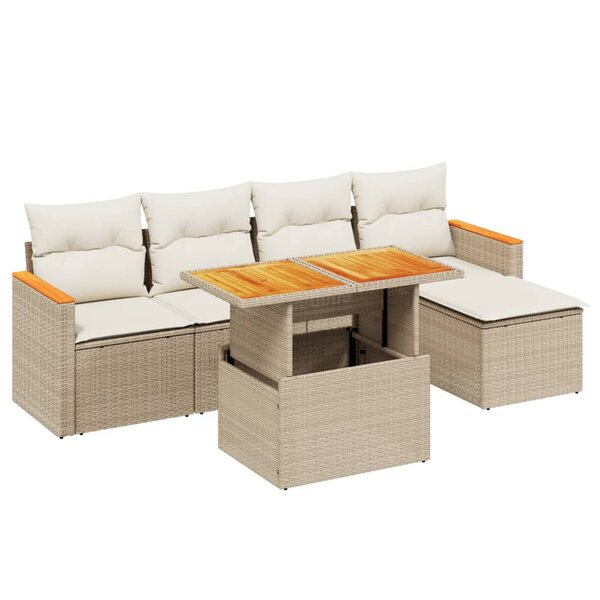 vidaXL Salon de jardin avec coussins 6 Pièces beige résine tressée