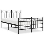 vidaXL Cadre de lit métal sans matelas avec pied de lit noir 120x190cm