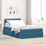 vidaXL Lit de Rangement avec matelas Bleu foncé 120 x 200 cm Velours