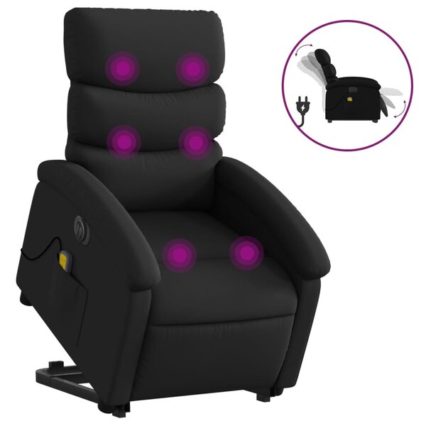 vidaXL Fauteuil inclinable de massage électrique noir similicuir