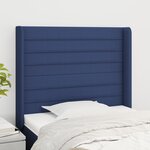 vidaXL Tête de lit avec oreilles Bleu 103x16x118/128 cm Tissu