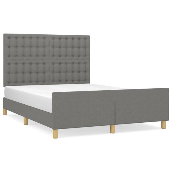 vidaXL Cadre de lit avec tête de lit Gris foncé 140x200 cm Tissu