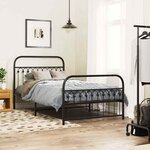 vidaXL Cadre de lit métal sans matelas avec pied de lit noir 107x203cm