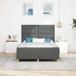 vidaXL Cadre de lit avec tête de lit Gris foncé 140 x 190 cm tissu