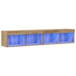 Armoires murales pour TV vidaXL avec éclairage LED 2 Pièces Chêne artisan 80x30x30 cm