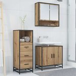 vidaXL Ensemble de mobilier de salle de bain 3 Pièces chêne artisanal