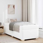 vidaXL Cadre de lit avec matelas Blanc 100 x 200 cm tissu