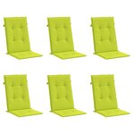 vidaXL Coussins de chaise de jardin à dossier haut lot de 6 vert vif