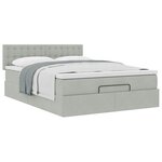 vidaXL Cadre de lit ottoman avec matelas gris clair 140x200 cm velours