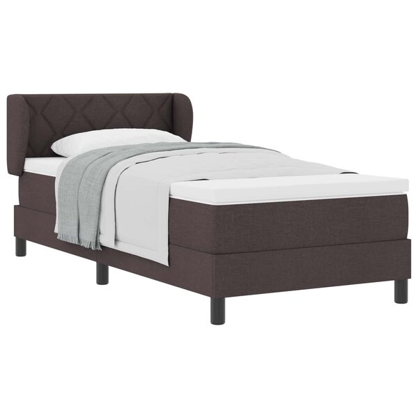 vidaXL Lit à ressorts avec matelas Marron foncé 90 x 200 cm tissu