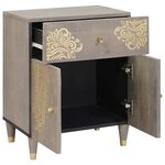 vidaXL Cabinet de chevet Gris 50 x 33 x 60 cm bois de manguier massif