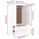 vidaXL Garde-robe ALTA blanc 90x55x170 cm bois massif de pin