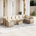 vidaXL Salon de jardin 11 Pièces avec coussins beige résine tressée