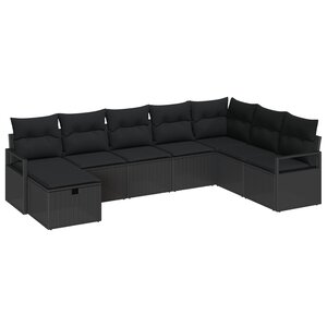 vidaXL Ensemble de canapé de jardin 8 Pièces Noir Poly rotin