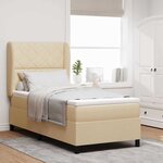 vidaXL Lit à ressorts avec matelas Crème 100 x 200 cm tissu
