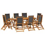 vidaXL Ensemble à manger de jardin 9Pièces bois d'acacia solide textilène