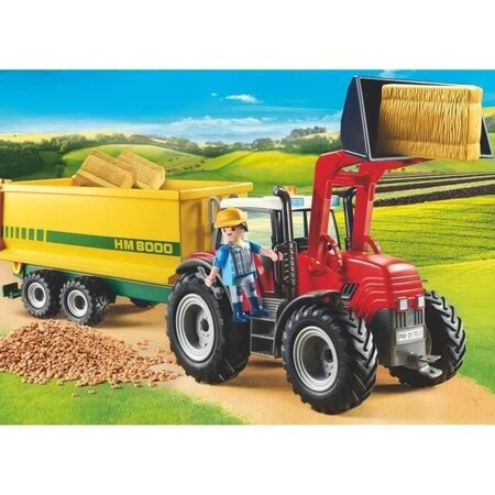 Playmobil 70131 - country la ferme - grand tracteur avec remorque